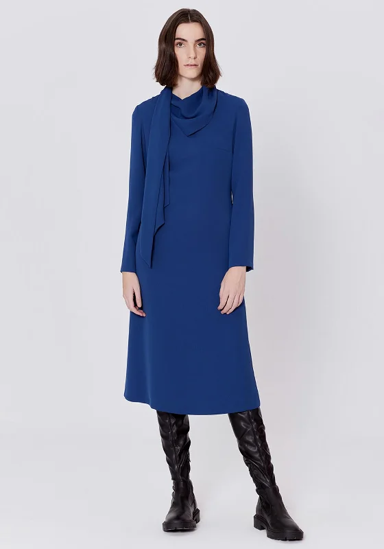 Birelin Cape Detail Midi Dress, Ocean Blue