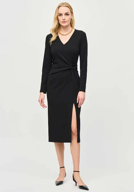 Joseph Ribkoff Knotted Slit Thigh Dress, Black