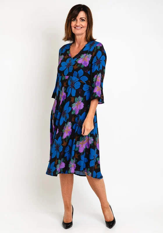 Masai Nita Shaped Flower Print Midi Dress, Wild Aster