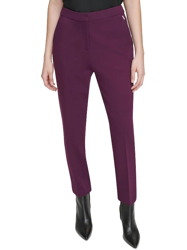 Womens High Rise Solid Ankle Pants