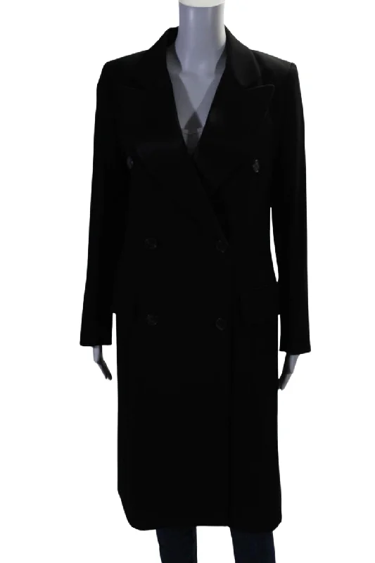 Victoria Beckham Womens Wool Double Breasted Overcoat Black