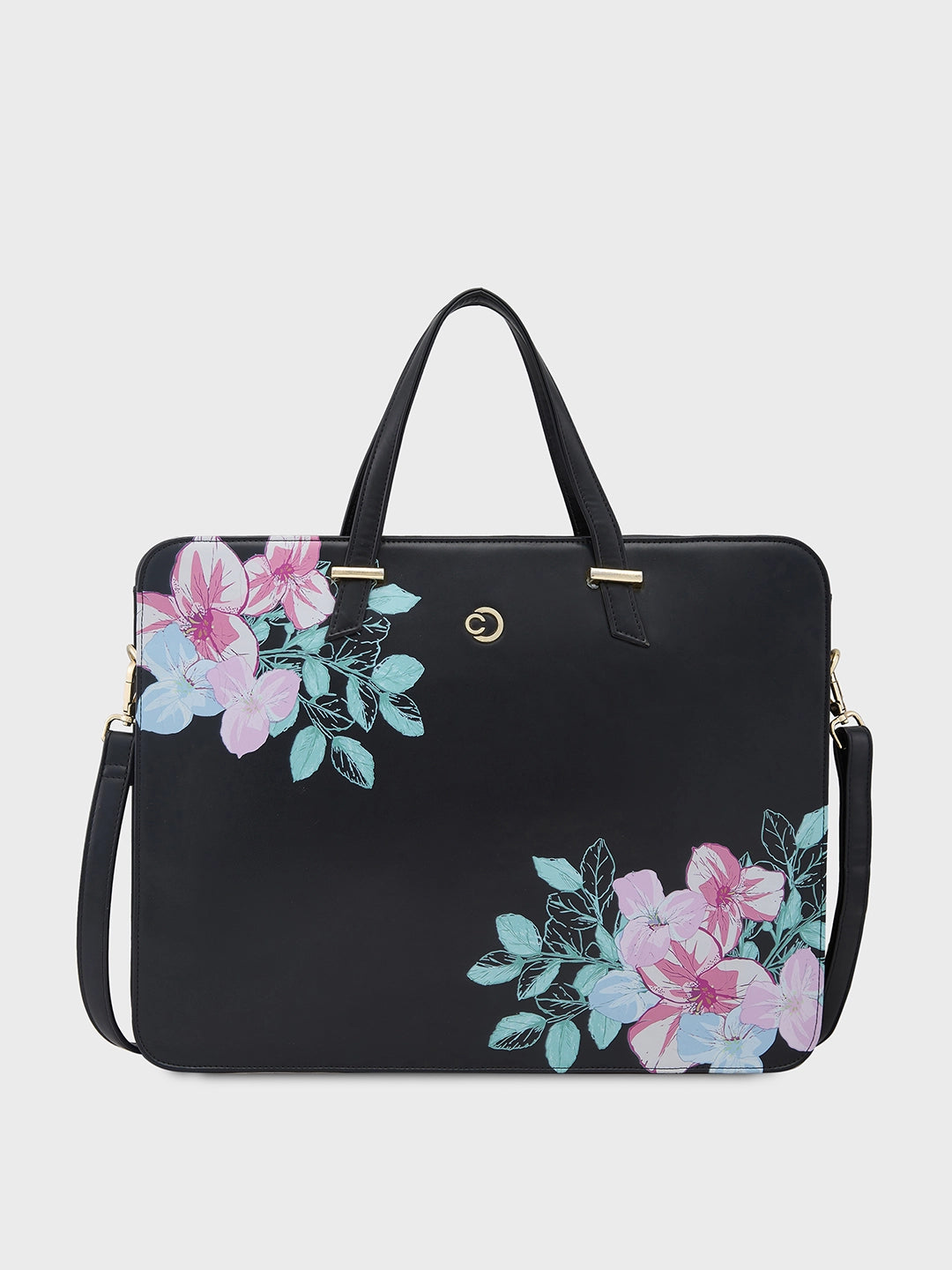 Caprese Shanaya Laptop Bag Large Printed Black