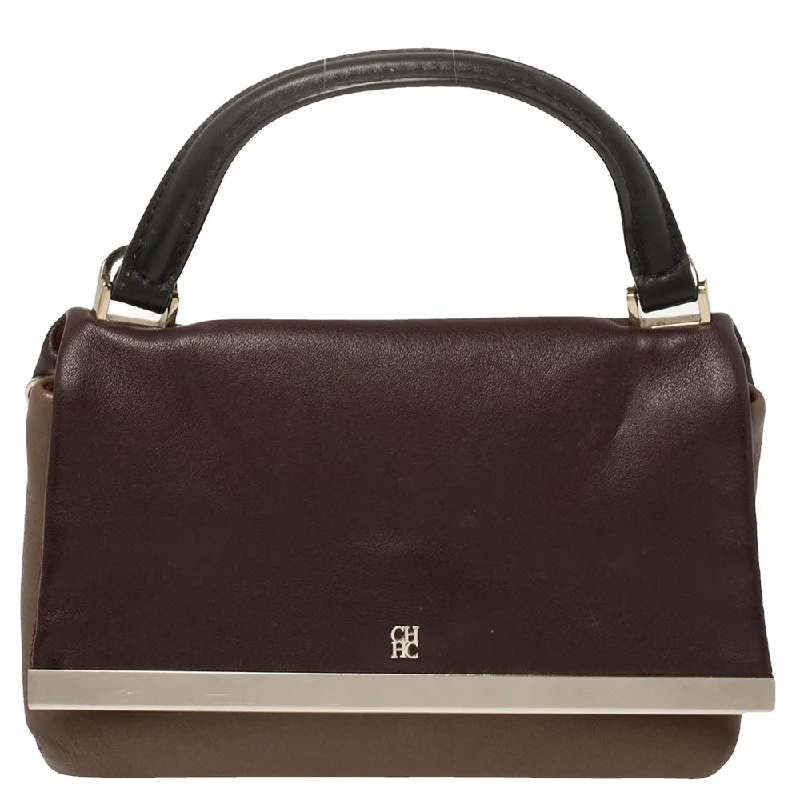 Carolina Herrera Bicolor Leather Top Handle Bag