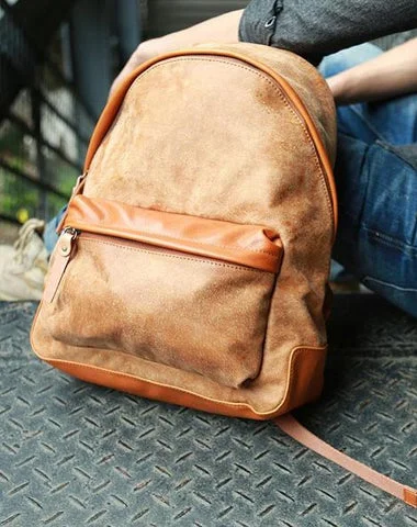 Cool Brown Leather Mens Backpacks Travel Backpacks Laptop Backpack for men