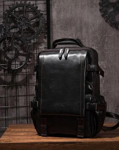 Cool Mens Leather 15inch Laptop Backpack Satchel Backpack Leather School Backpack for Men