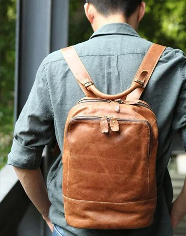 Cool Mens Leather Backpack Travel Backpack Laptop Backpack for men