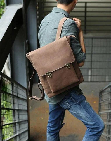 Cool Mens Leather Backpack Travel Backpacks Laptop Backpack for men