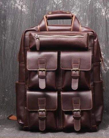 Vintage Cool Leather Men's 15inch Laptop Backpack Travel Backpack School Backpack For Men