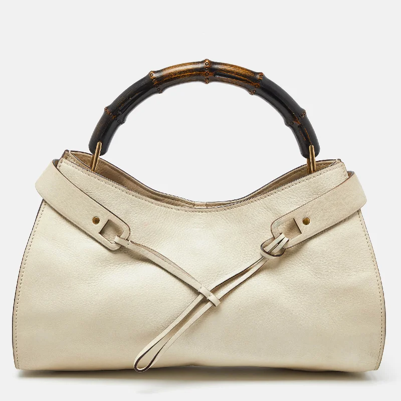 Gucci  Leather Bamboo Top Handle Bag