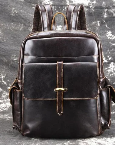 Oil Waxed Leather Mens 13inch Laptop Backpack School Backpack Travel Backpack for Men