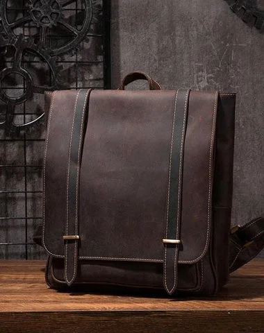 Vintage Mens Leather School Backpacks Laptop Backpack Travel Leather Backpack for Men