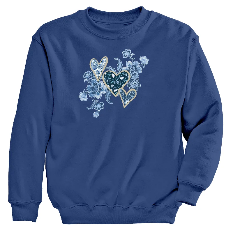 Denim Hearts Women's Crew Neck Sweatshirt