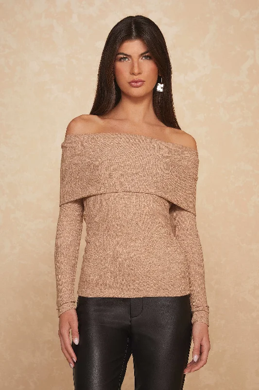 Amora Ribbed Knit Top - Praline