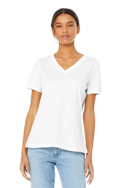 Bella + Canvas Womens Relaxed Jersey Short Sleeve V-Neck T-Shirt - White