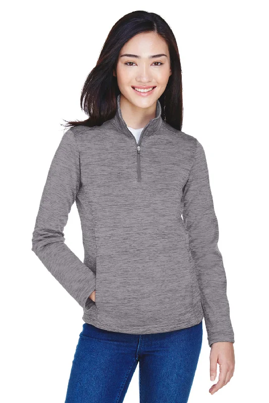 Devon & Jones Womens Newbury Fleece 1/4 Zip Sweatshirt - Heather Dark Grey