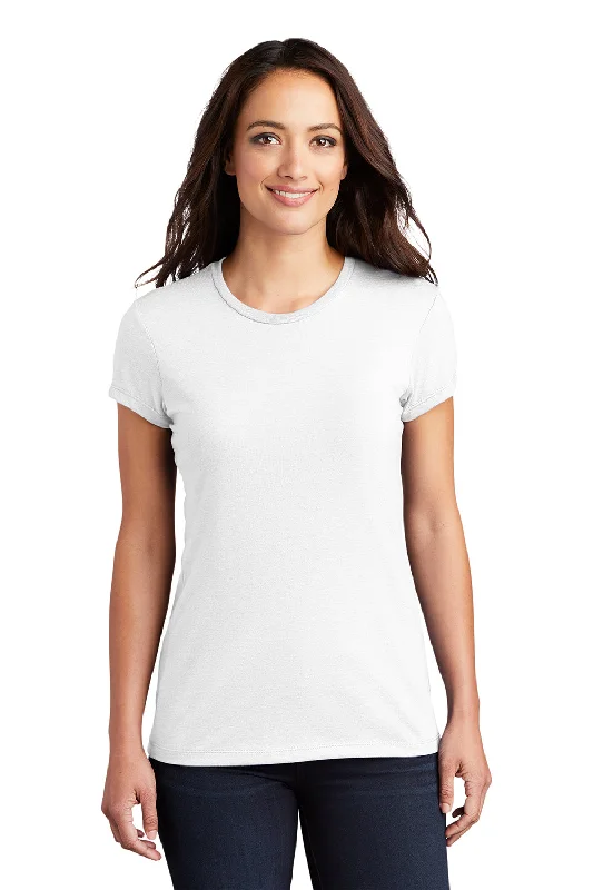 District Womens Fitted Perfect Tri Short Sleeve Crewneck T-Shirt - White