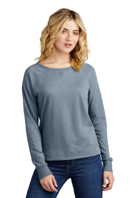 District Womens French Terry Crewneck Sweatshirt - Heather Flint Blue