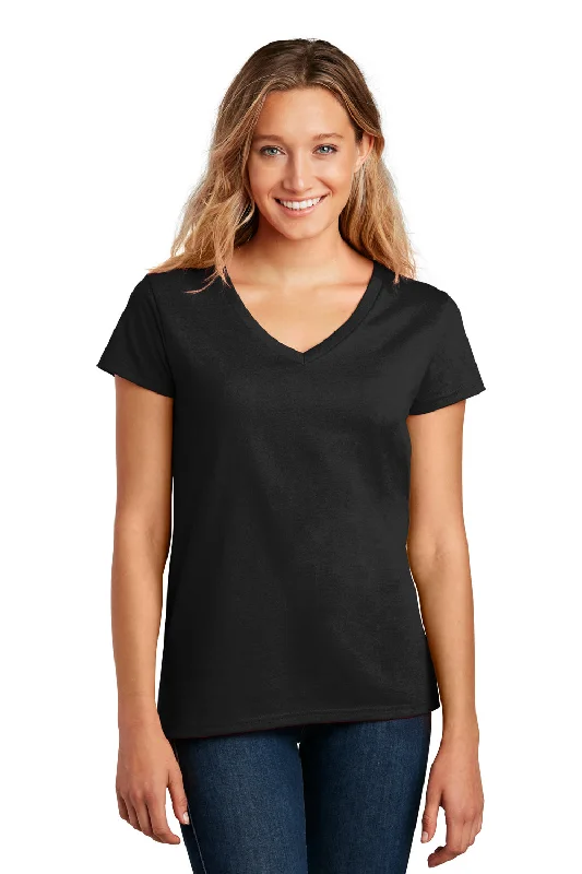 District Womens Re-Tee Short Sleeve V-Neck T-Shirt - Black