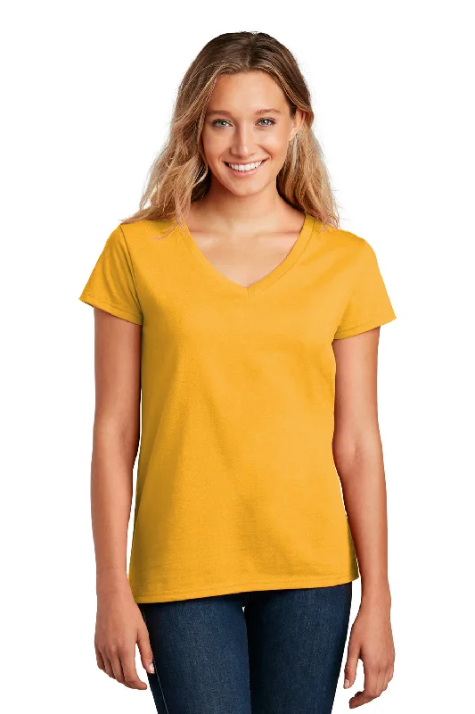 District Womens Re-Tee Short Sleeve V-Neck T-Shirt - Maize Yellow