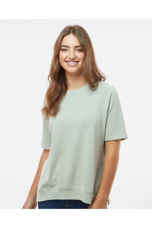 MV Sport Womens French Terry Short Sleeve Crewneck Sweatshirt - Greenstone