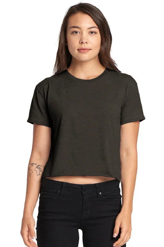 Next Level Womens Festival Cali Crop Short Sleeve Crewneck T-Shirt - Charcoal Grey