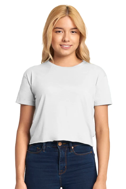 Next Level Womens Festival Cali Crop Short Sleeve Crewneck T-Shirt - White