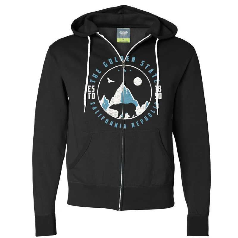 Snowy California Mountains Zip-Up Hoodie