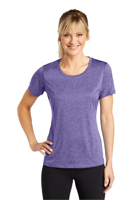 Sport-Tek Womens Contender Heather Moisture Wicking Short Sleeve Crewneck T-Shirt - Heather Purple