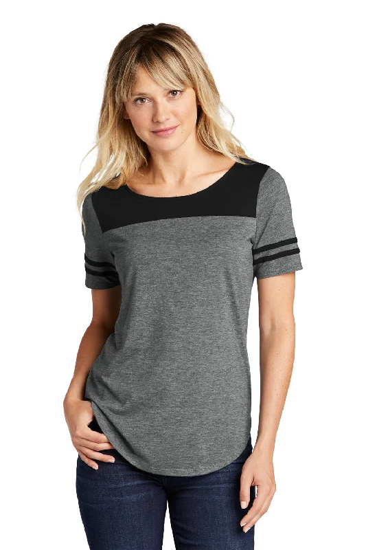 Sport-Tek Womens Fan Moisture Wicking Short Sleeve Crewneck T-Shirt - Heather Dark Grey/Black