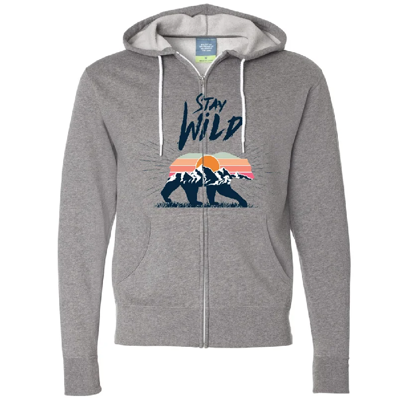 Stay Wild Sunset Bear Zip-Up Hoodie