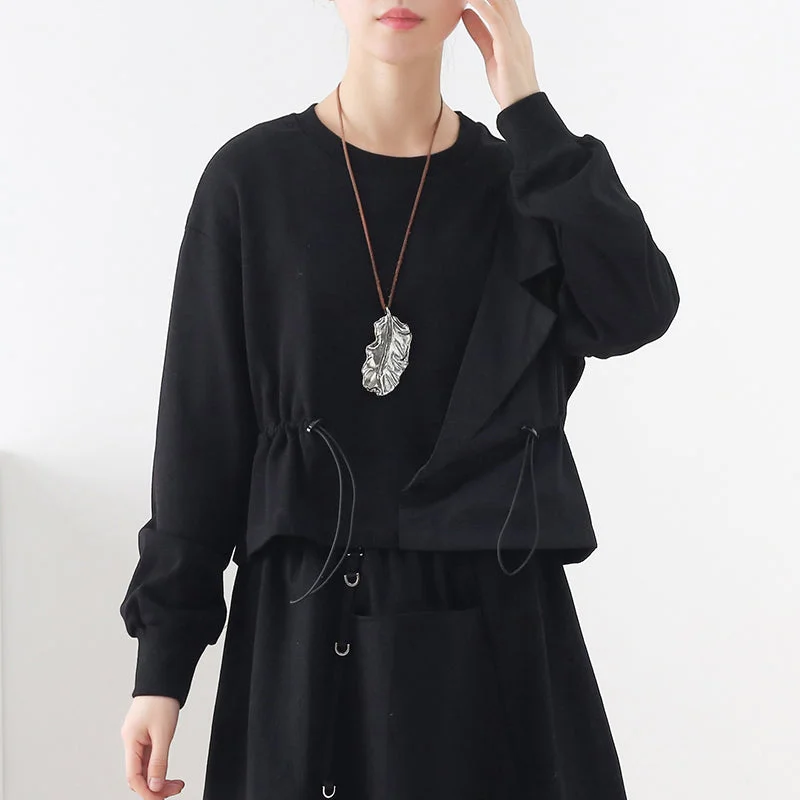 Women Autumn Fashion Solid Irregular Cotton Sweater